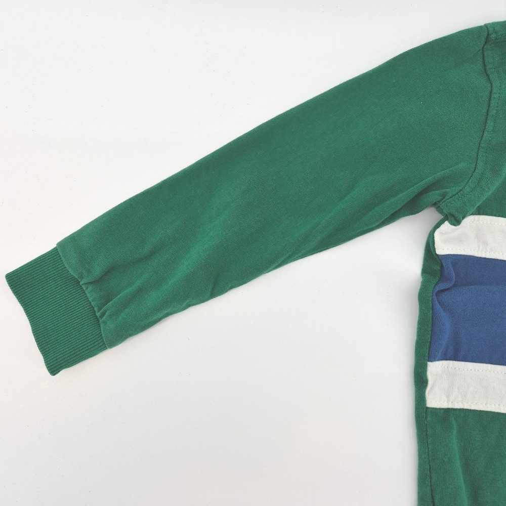 Zara Boys Rugby Polo Shirt Size 5 110 Green Stripe London Embroidered Preppy - Picture 5 of 12